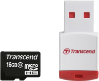 Флеш карта Transcend 16Gb microSDHC class 10 (TS16GUSDHC10-P3)